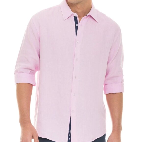 Le Club Original Peter Linen Shirt XL Pink, Aqua and Navy (3) - Picture 10 of 15